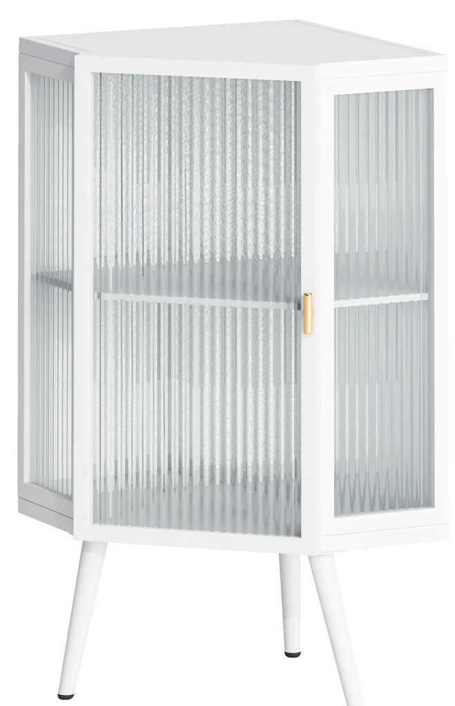 Dulap colțar cu ușă din sticlă, Alb | Aosom Romania