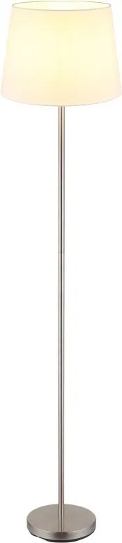 Lampadar de podea metal nickel abajur textil alb JORIS