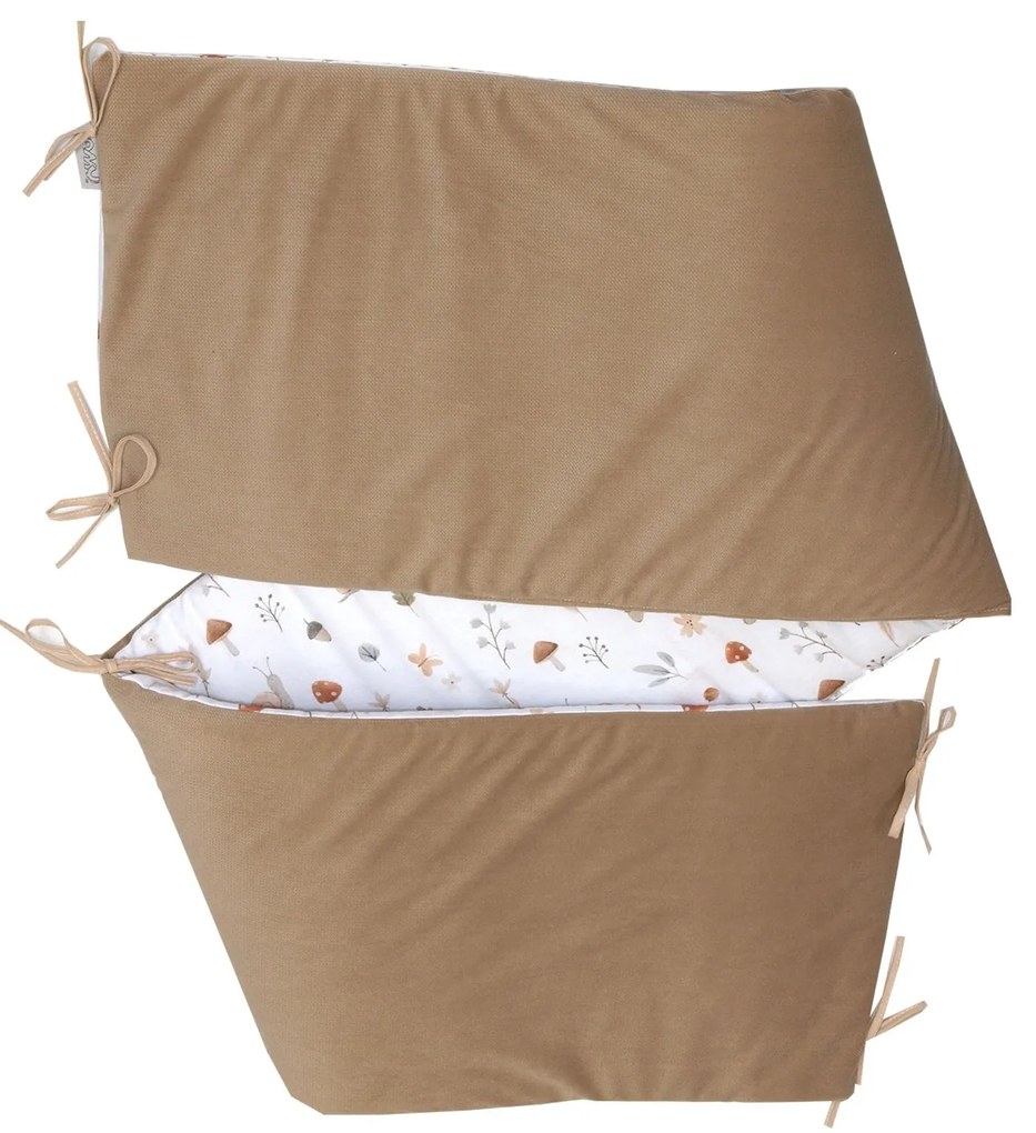 Aparatoare laterala patut, 2 fete, Comori din natura, velvet bej, 180 x 35 cm