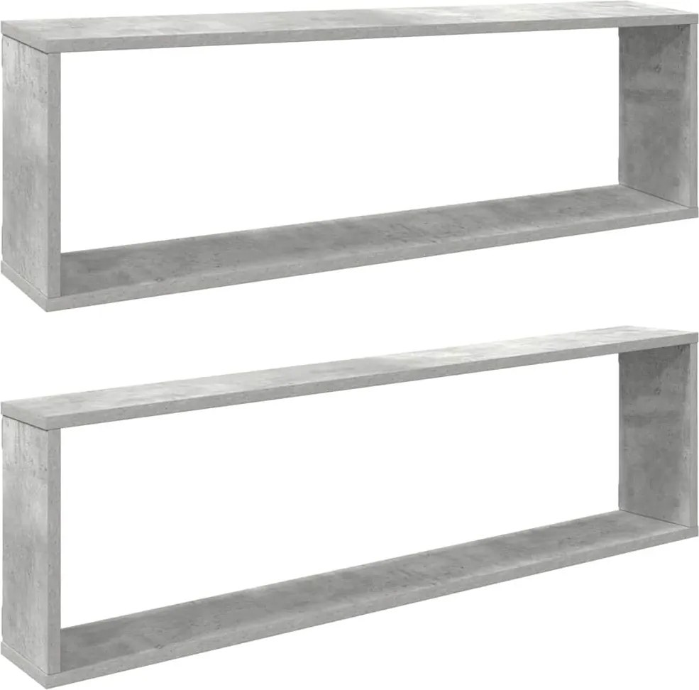 vidaXL Rafturi de perete cub, 2 buc., gri beton, 100x15x30 cm, PAL
