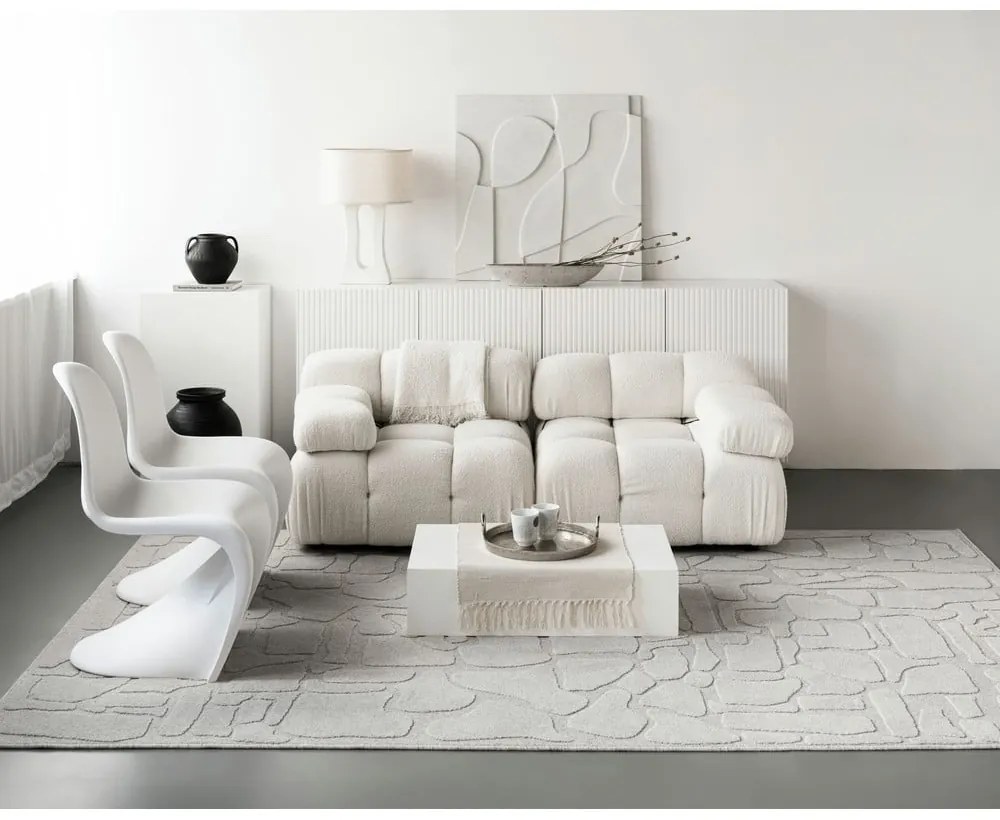 Covor gri deschis din lână 160x230 cm Morphic Dunes – Agnella