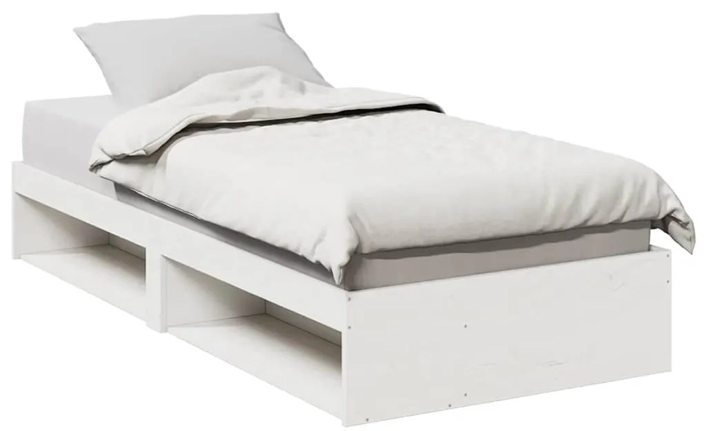 vidaXL Pat de zi fără saltea alb 100x200 cm lemn masiv de pin
