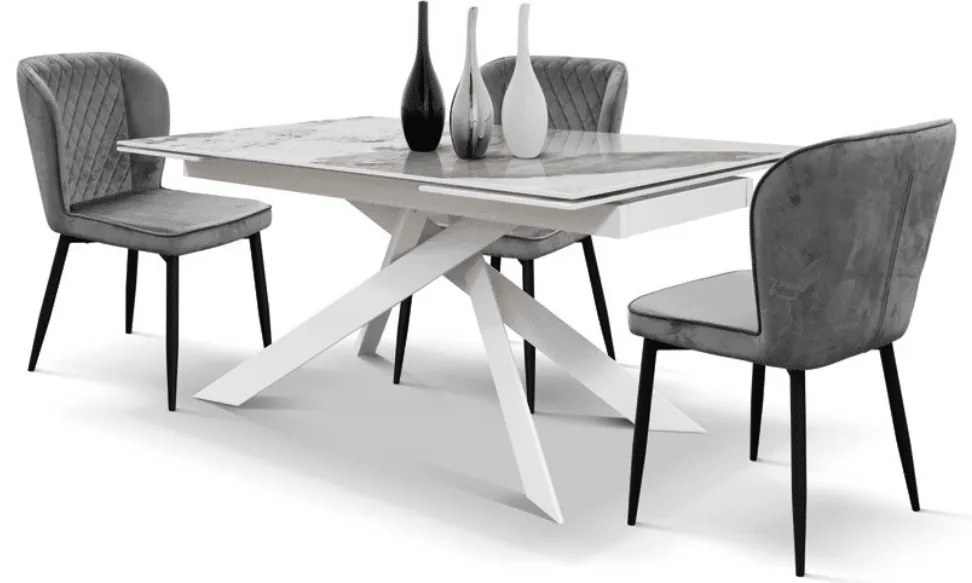 SET 4 Scaune Manta, structura metalica, catifea - ALBASTRU - CATIFEA - NEGRU - STANDARD