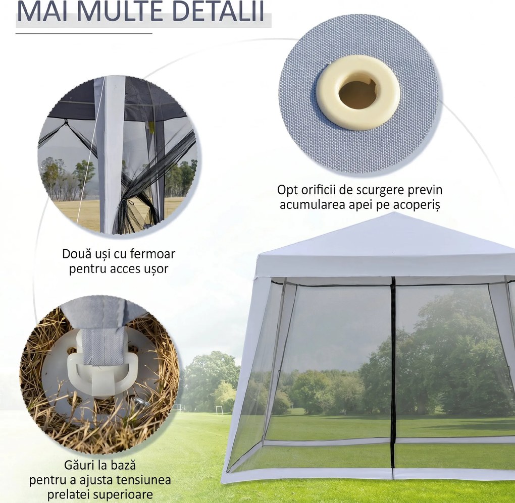 Outsunny Foisor de Gradina 3x3m cu Plasa de Tantari din Poliester si Metal | Aosom Romania