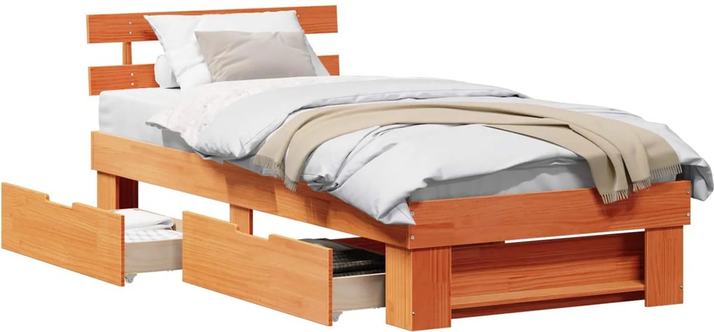 vidaXL Cadru de pat Maroniu cerat 100 x 200 cm Lemn de pin masiv