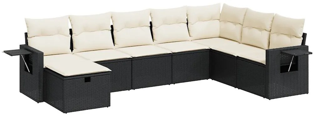 3325532 vidaXL Set mobilier de grădină cu perne, 8 piese, negru, poliratan