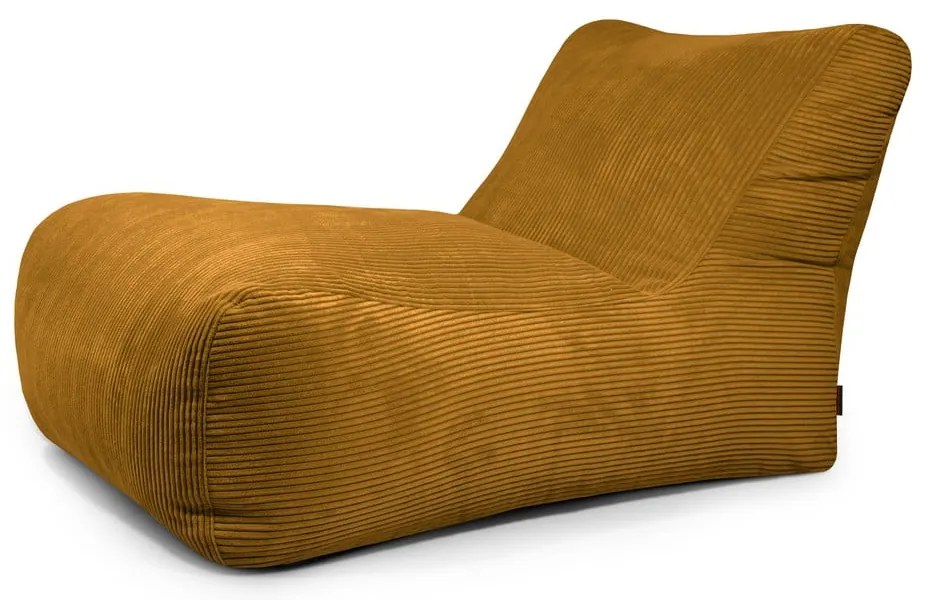 Fotoliu bean bag galben muștar cu tapițerie din catifea reiată Lounge 100 – SLOWDOWN