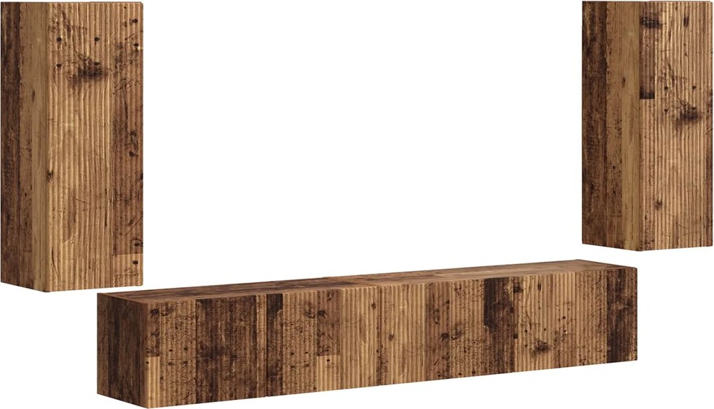 vidaXL Set comodă TV 4 pcs Lemn vechi Lemn compozit
