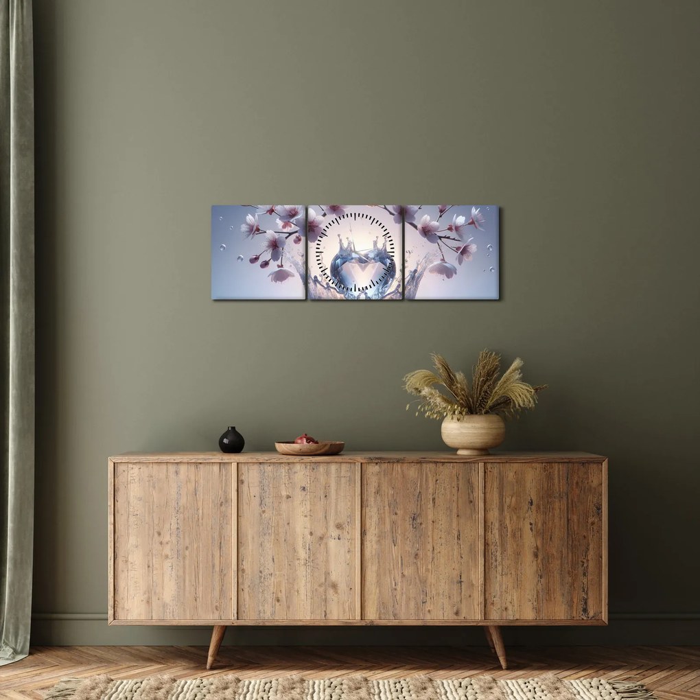 Tablou - Inimă de diamant (cu ceas) (90x30 cm)