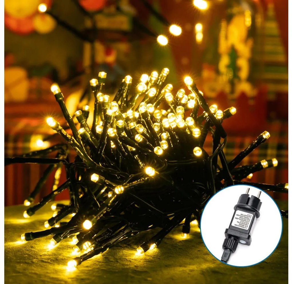 Aigostar - Instalație luminoasă LED de exterior pentru Crăciun, 600 LED, 8 funcții, 18 m, IP44, alb cald