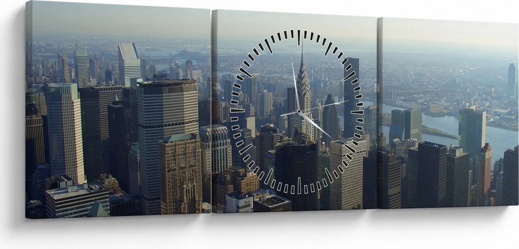 Tablou - Manhattan de zi (cu ceas) (90x30 cm)