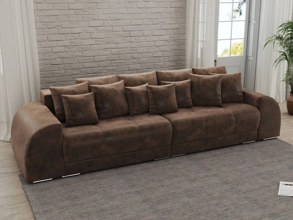Canapea extensibilă dumonde cu 2 lăzi de depozitare si sezut confortabil din spuma high-density,Verona Madagaskar Brown 310x100 cm