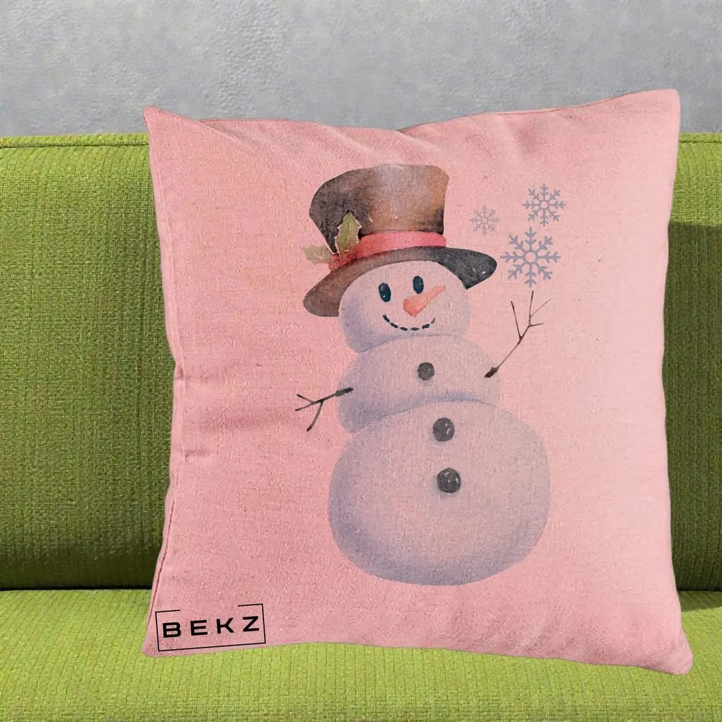 Perna Decorativa Om de Zapada cu Joben si Vasc, 40x40 cm, Roz, Husa Detasabila, Perna Inclusa, BEKZ®