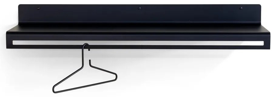Cuier de perete negru cu raft din metal 120 cm Sway – Spinder Design