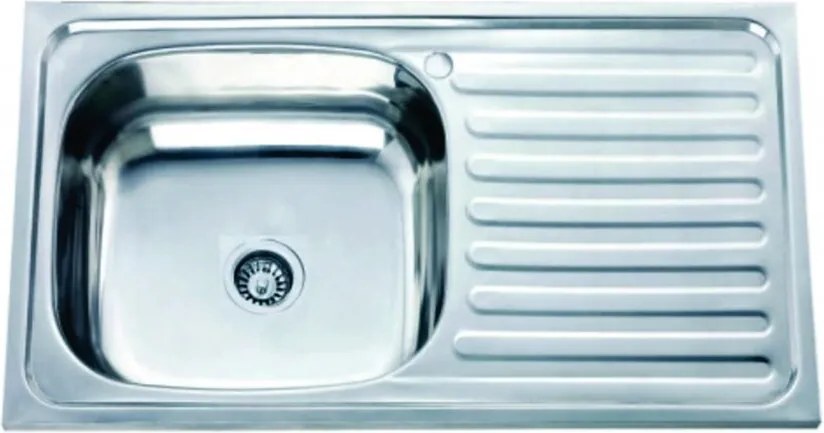 Chiuveta inox Inter Ceramic Alpaca cu o cuva si picurator in dreapta finisaj inox 75x40 cm