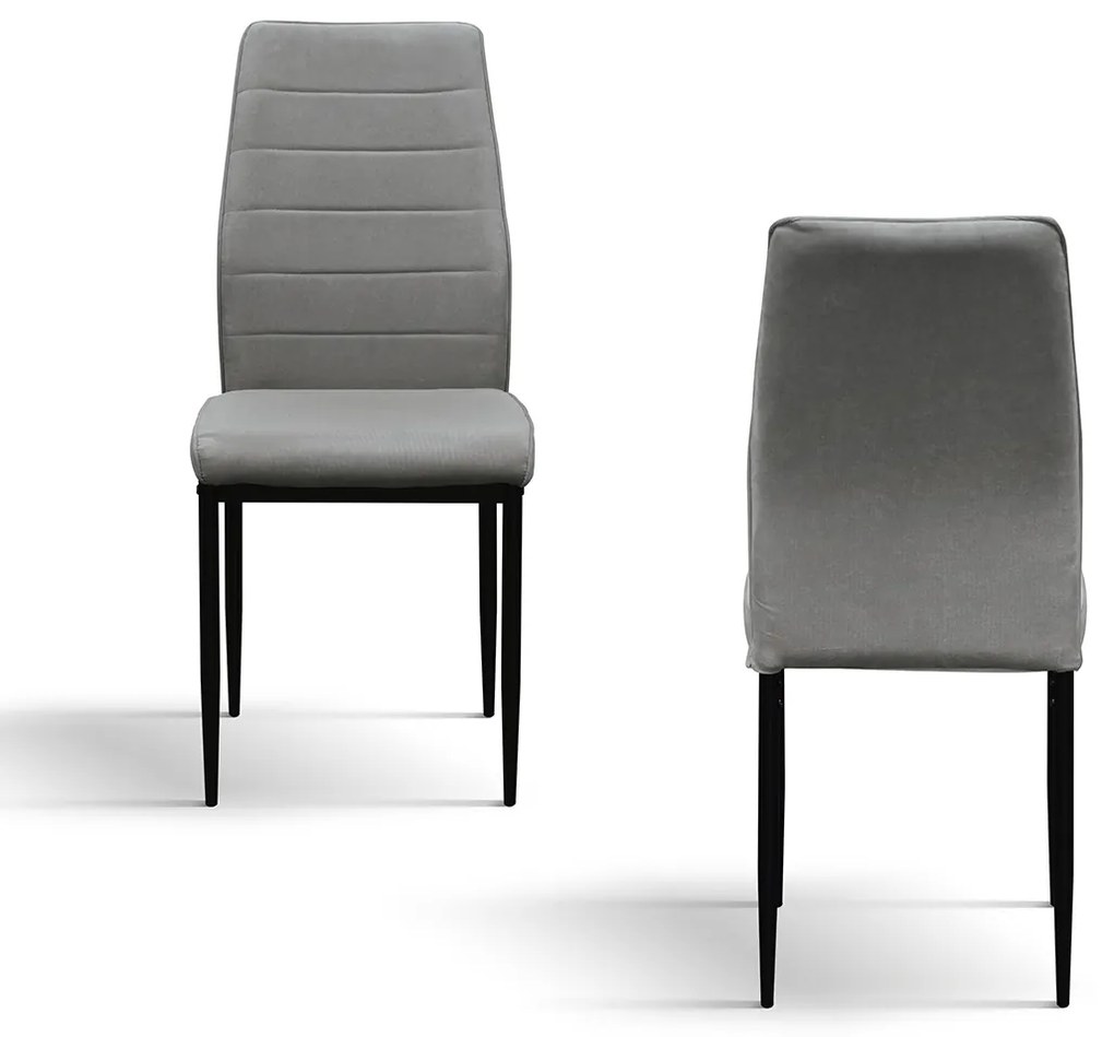 SET 4 Scaune Grig, tesatura, structura metalica - BEJ - STANDARD