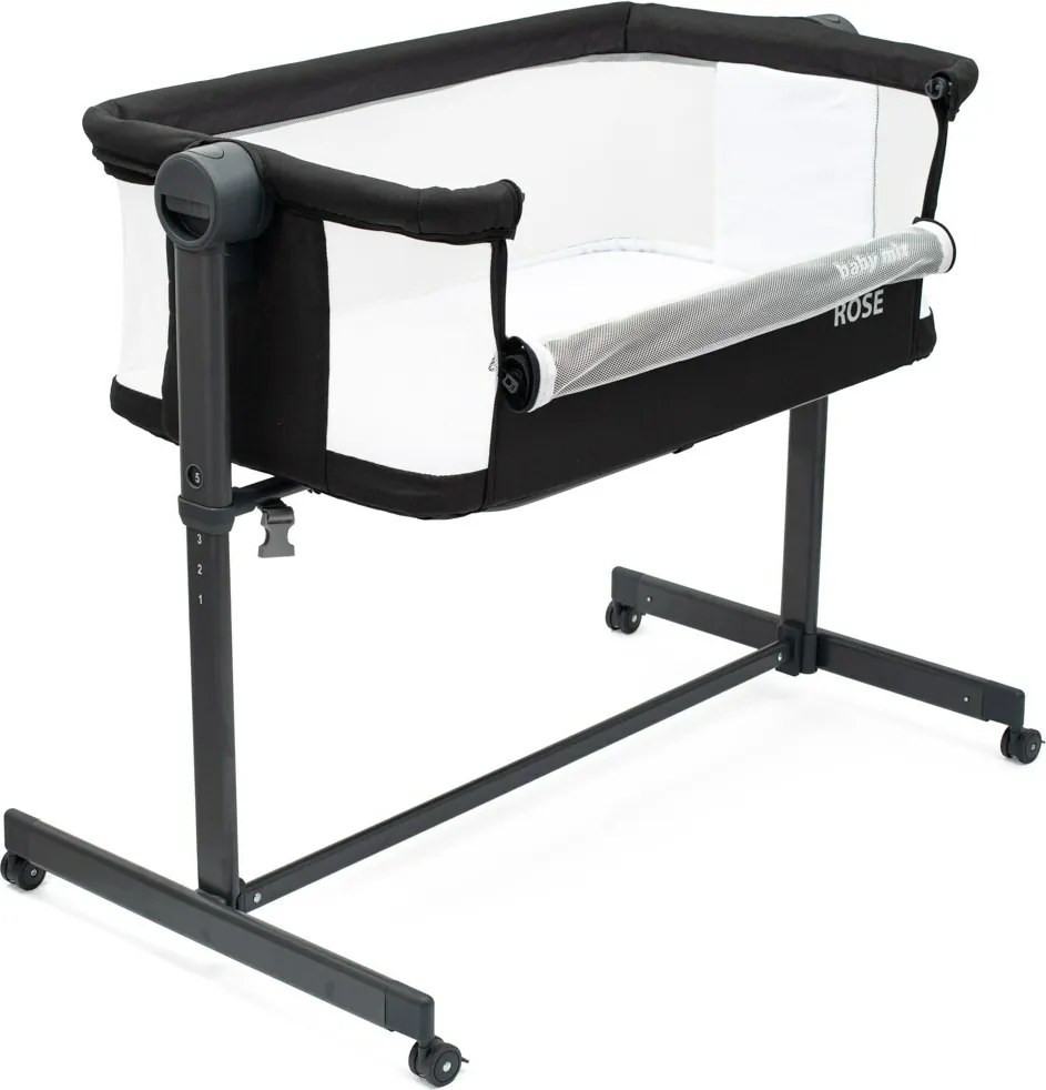Baby Mix Pătuț suplimentar Rose negru, 84 x 80 x 52 cm