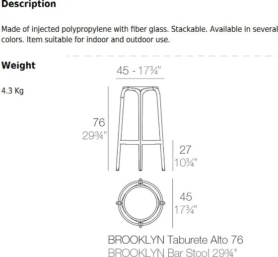 Scaun de bar exterior / interior design modern premium BROOKLYN BAR STOOL mustariu
