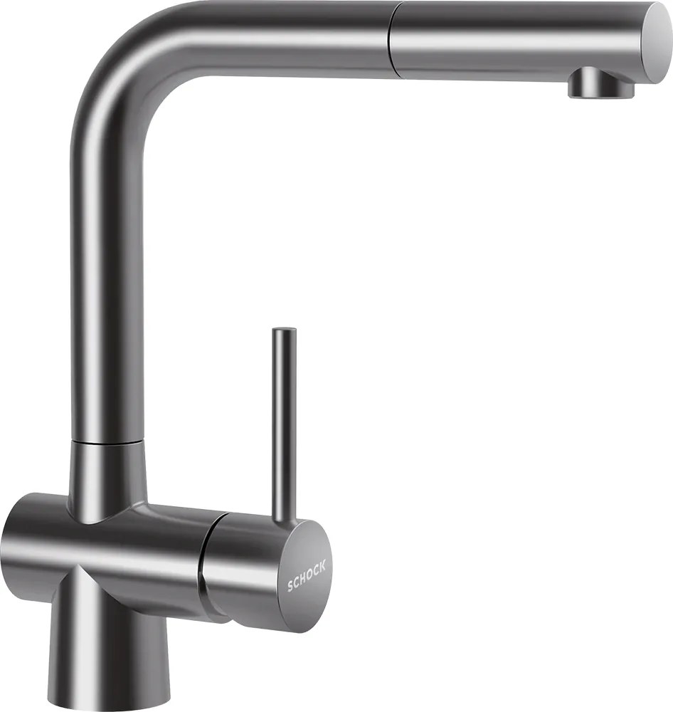Baterie bucatarie Schock Laios Inox Periat cu cap extractibil, cartus ceramic