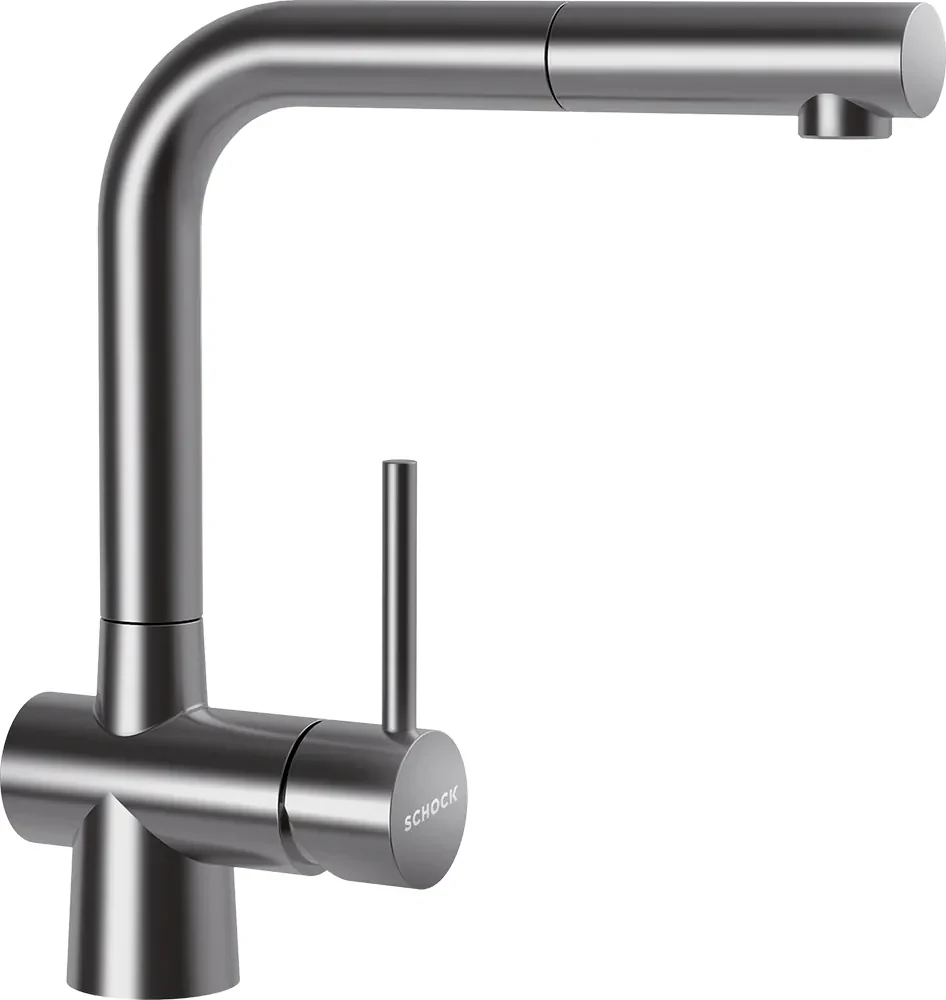 Baterie bucatarie Schock Laios Inox Periat cu cap extractibil, cartus ceramic