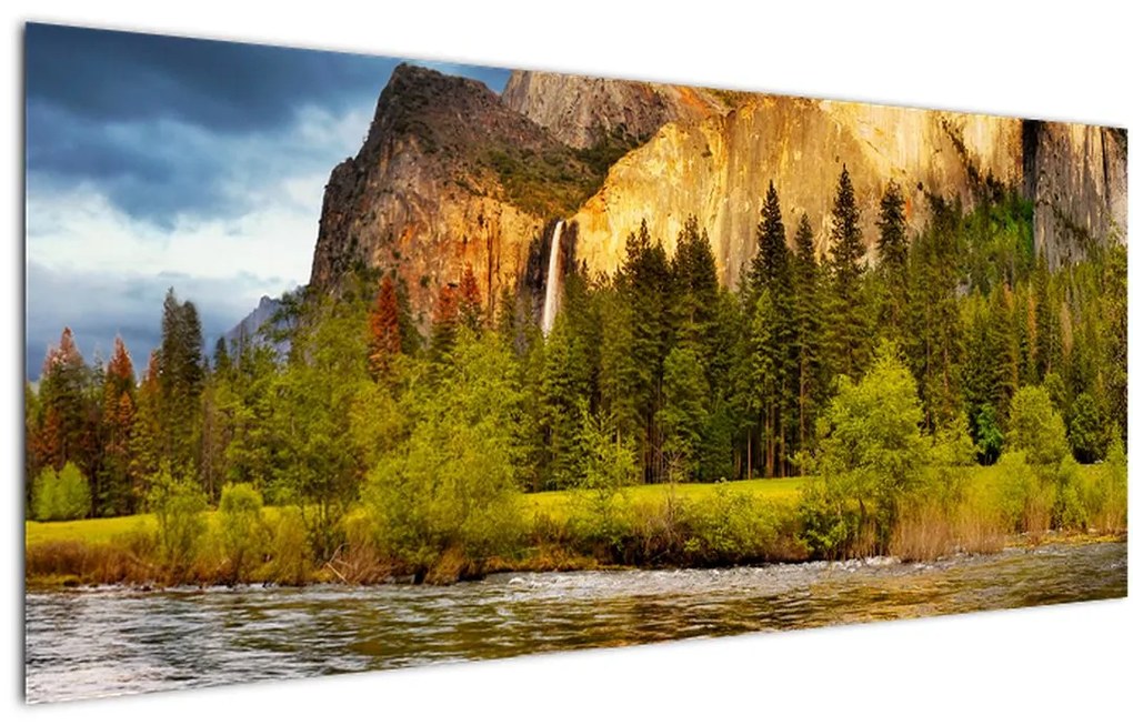 Tablou - Stânci lăngă lac (120x50 cm)