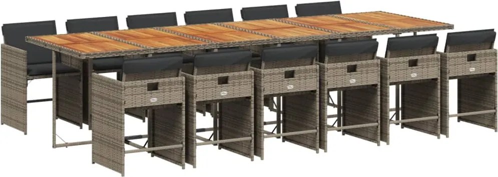 vidaXL Set mobilier de grădină cu perne, 13 piese, gri, poliratan