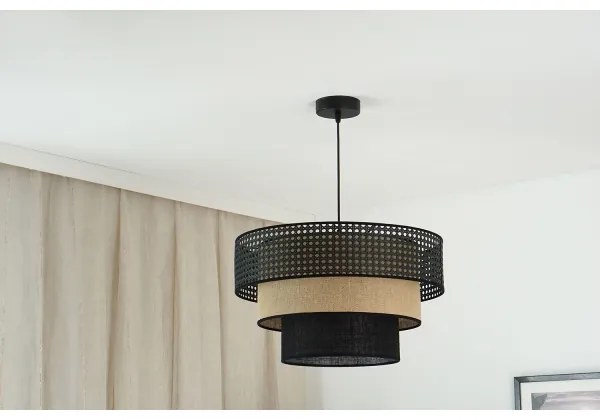 Brilagi - Lustr DAKOTA LUNETA 1xE27/15W/230V pr. 45 cm negru/ratan