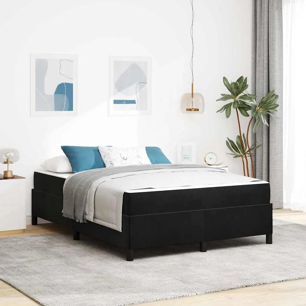 vidaXL Cadru de pat cu saltea Negru și Alb 140 x 200 cm Catifea