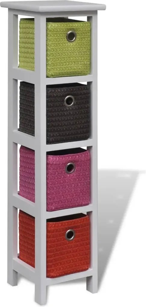 vidaXL Poliță de depozitare cu coșuri multicolore, lemn de paulownia