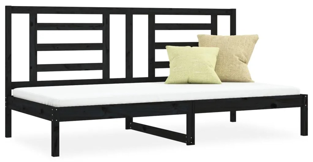 3108060 vidaXL Pat de zi, negru, 90x200 cm, lemn masiv de pin