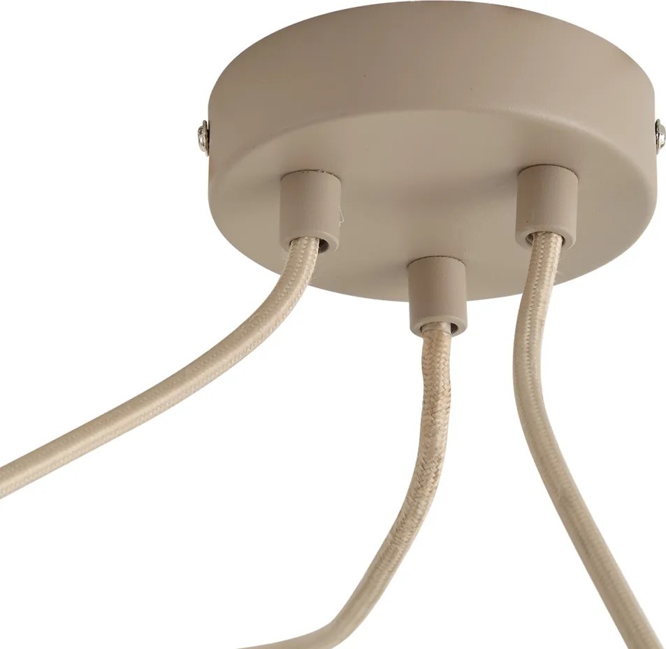 Lampă suspendată de design bej cu sticlă opală cu 3 lumini - Tulip