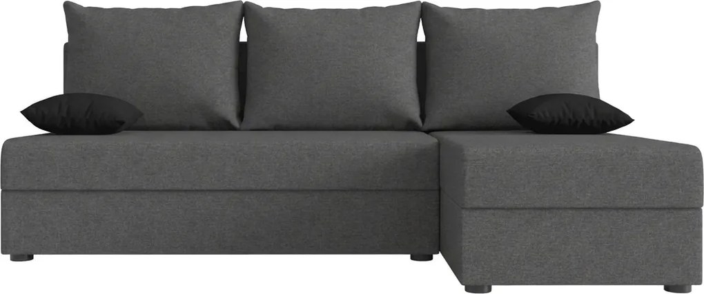 Coltar extensibil de colt VALERIO SLIM, gri inchis, reversibil, 200x140 cm + 2 perne GRATUIT