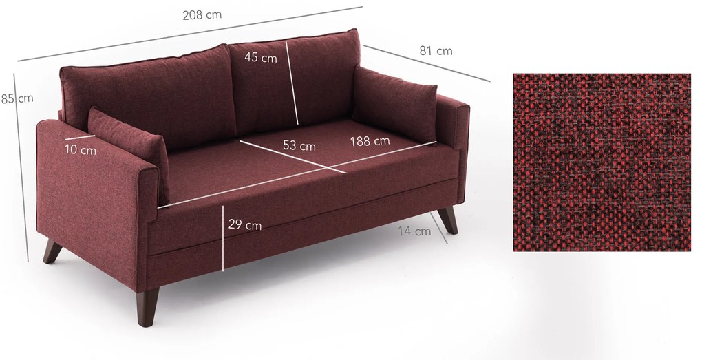 Canapea extensibilă Bellina (bordo). 1063005
