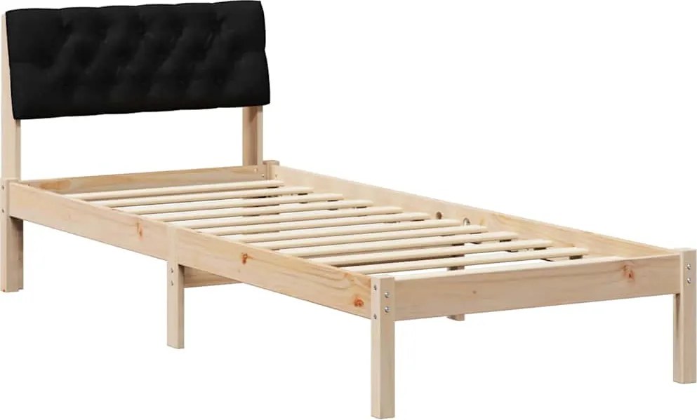 vidaXL Cadru de pat Maro și negru 75 x 190 cm Lemn masiv de pin