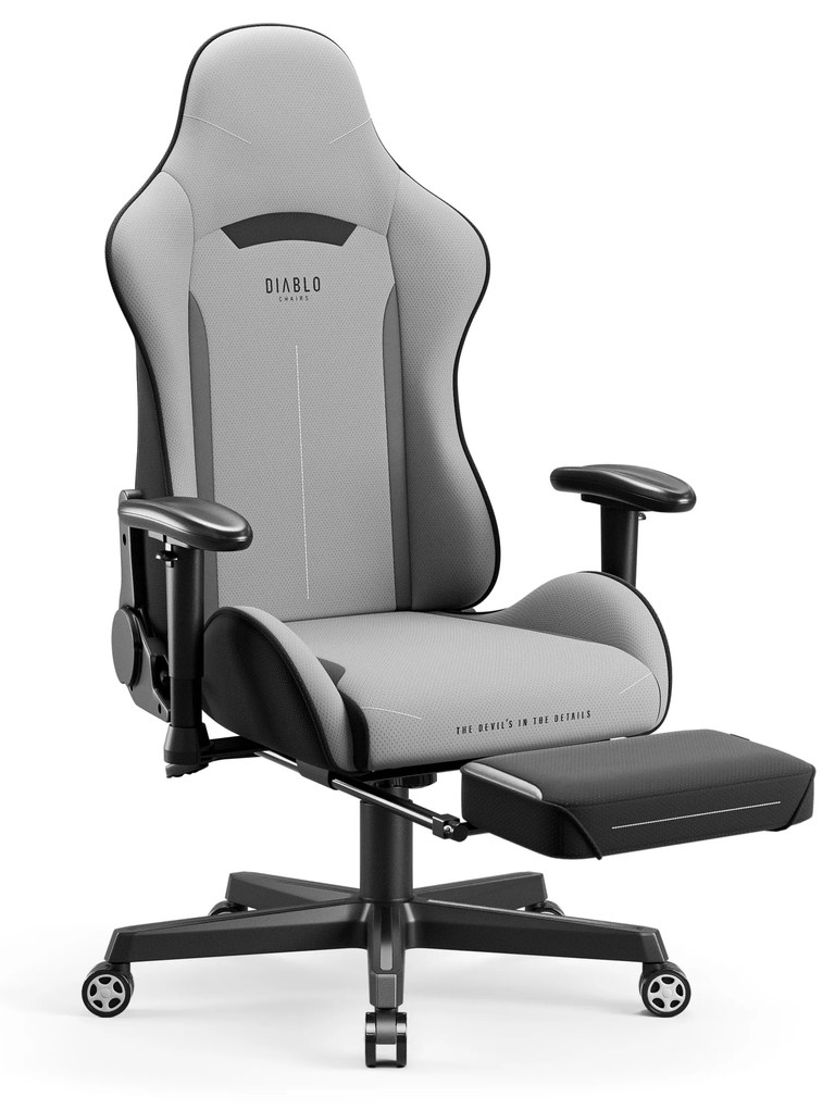 Scaun gaming Diablo X-Starter din țesătură gri