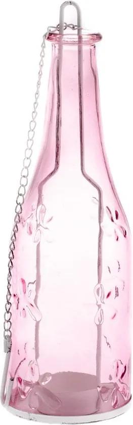 Felinar de agățat din sticlă Dakls Romance, roz deschis