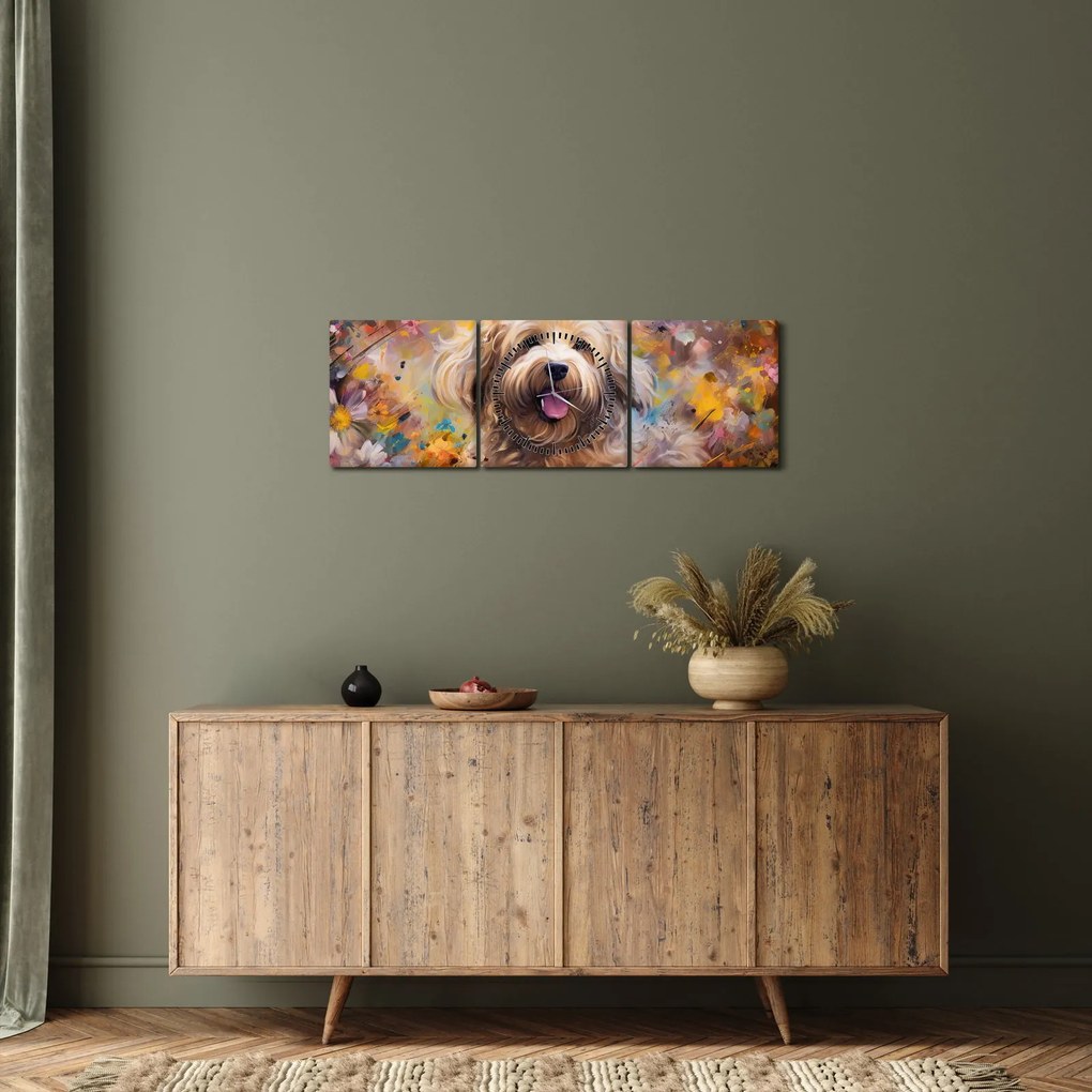Tablou - Happy Dog II. (cu ceas) (90x30 cm)