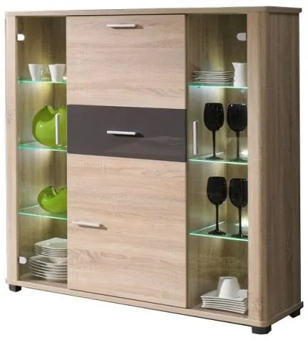 Zondo Vitrină Fishburn F2 (sonoma + grafit). 606313