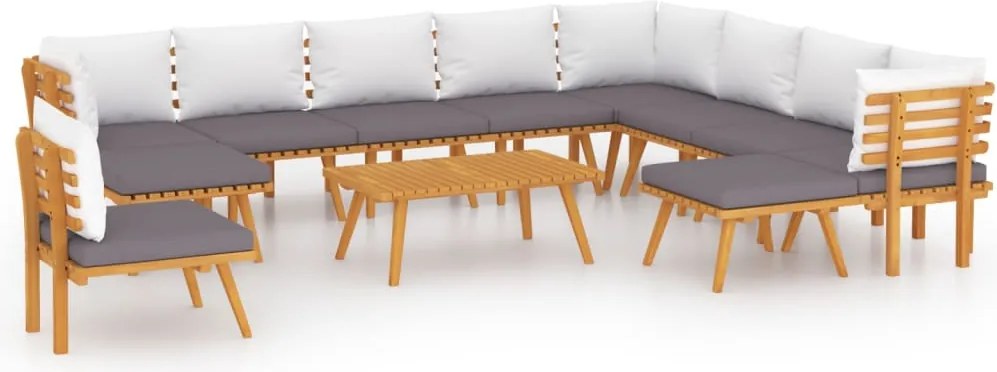 vidaXL Set mobilier de grădină cu perne, 12 piese, lemn masiv acacia