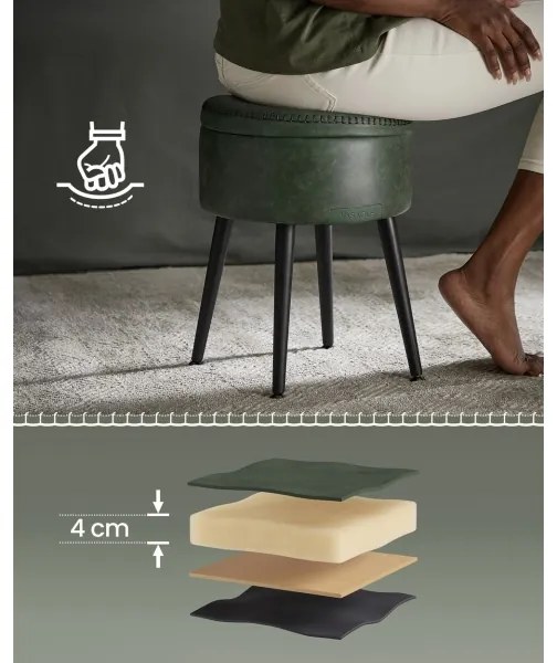 Taburet din piele CORE, verde