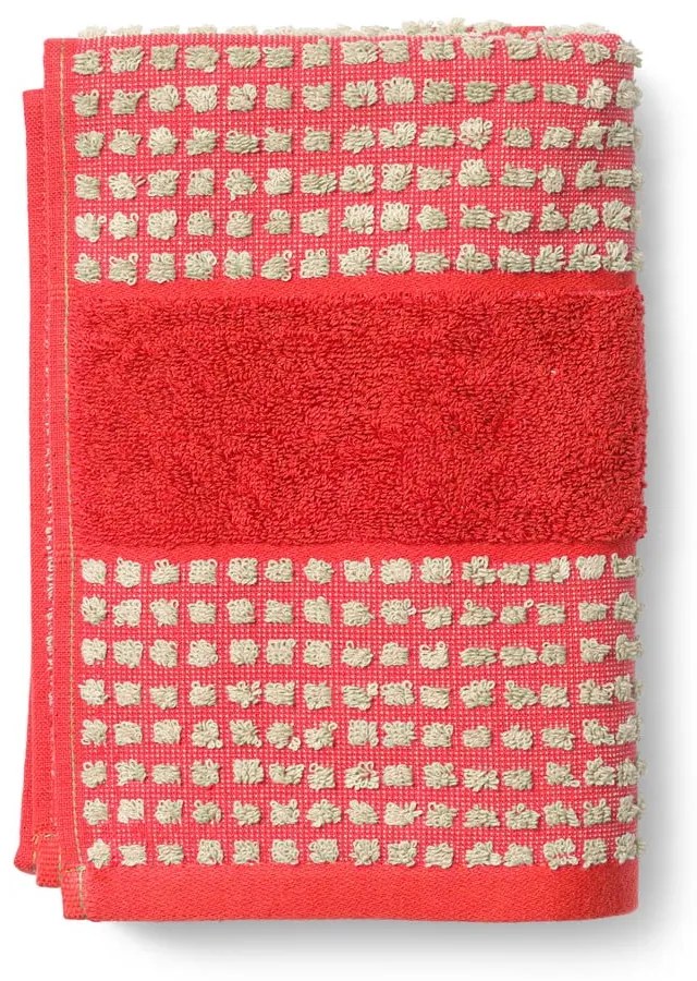 Prosop roșu din bumbac organic din frotir 50x100 cm Check – JUNA