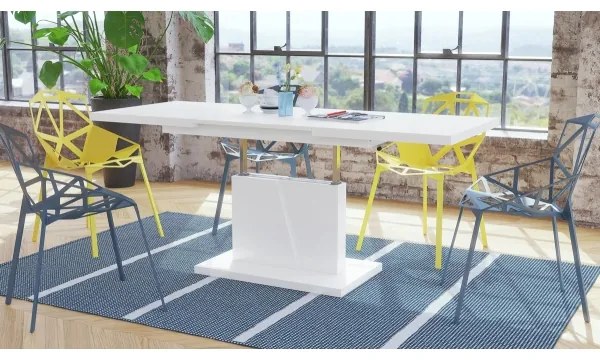 Măsuță de cafea pliabilă cu blat rabatabil NINO alb