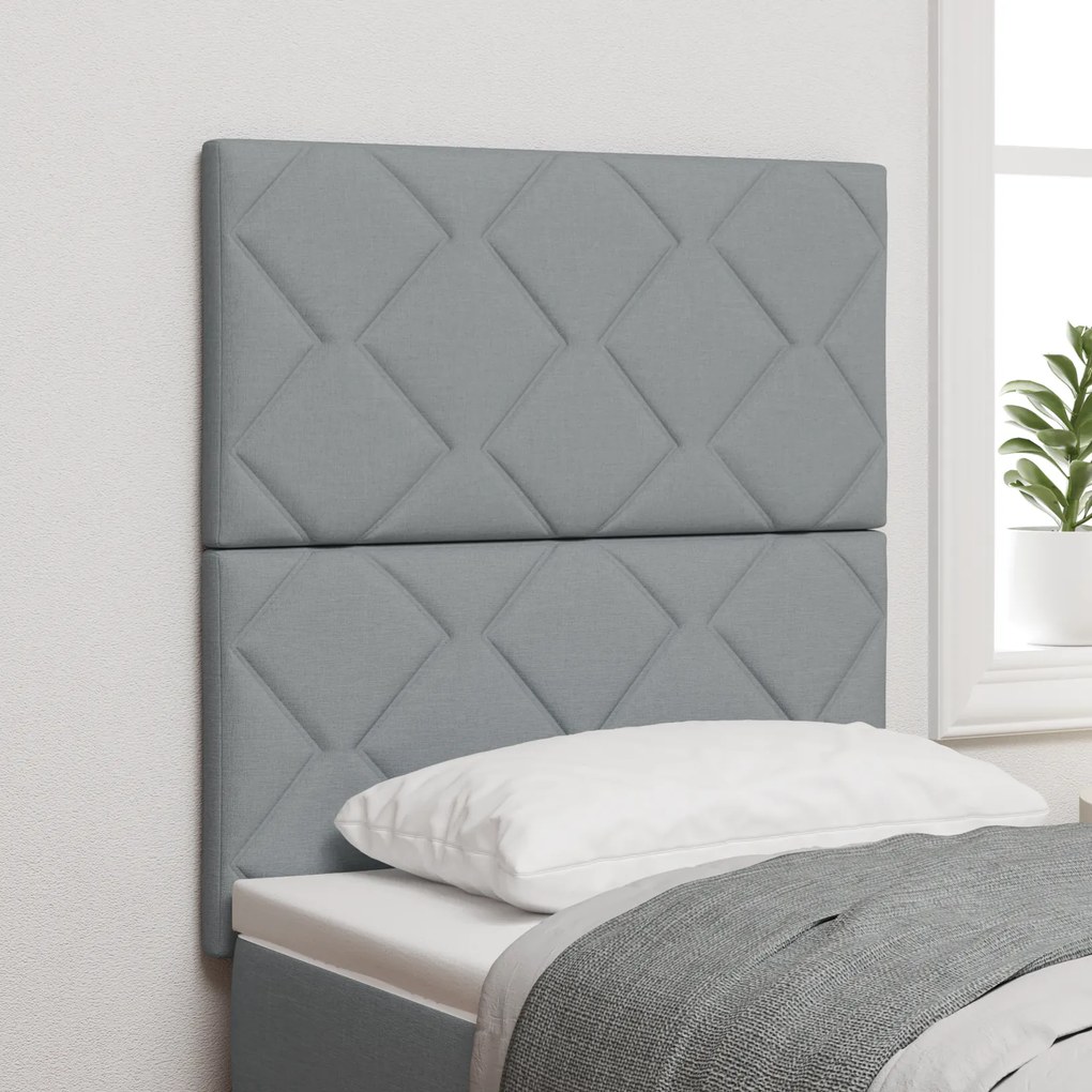 vidaXL Tăblie cap cu lumini cu bandă LED Gri deschis 80 cm țesătură