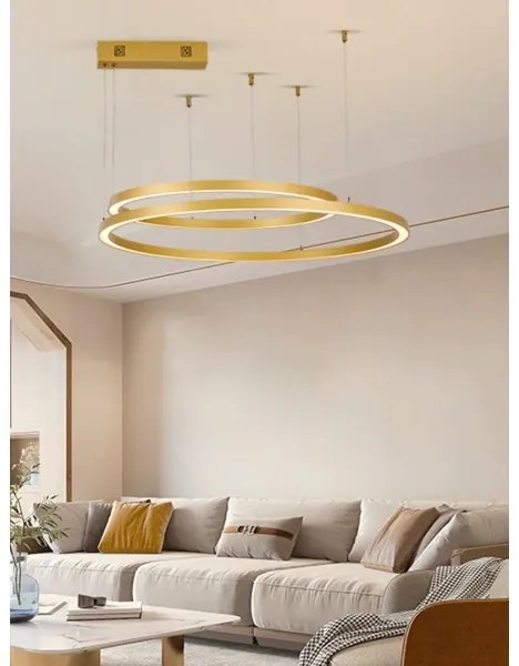 Lustră LED dimabilă Immax NEO 07218L FINO 93W/230V 60/80 cm auriu Tuya + telecomandă