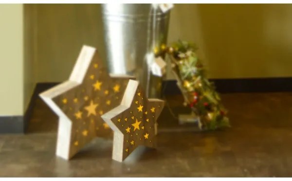 Decorațiune LED de Crăciun Retlux LED/2xAAA lemn stea