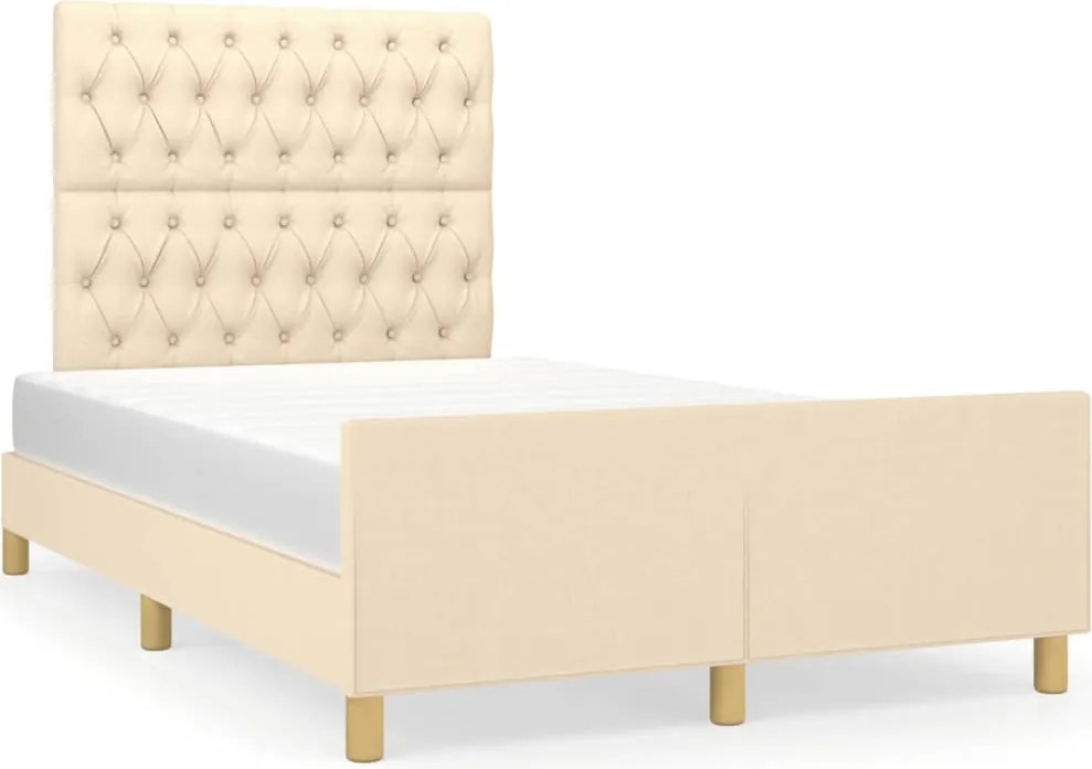 vidaXL Cadru de pat fără saltea cremă 120x190 cm țesătură