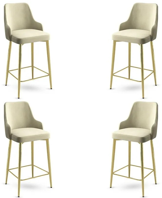 Set de scaune de bar Enox Cream and Gold, 4 bucăți