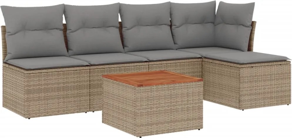 vidaXL Set canapele de grădină, 6 piese, cu perne, bej, poliratan