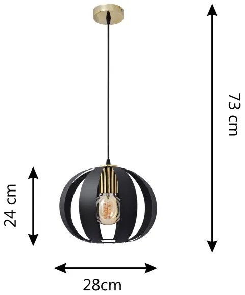 Lustră pe cablu NEWTON 1xE27/15W/230V neagră/aurie