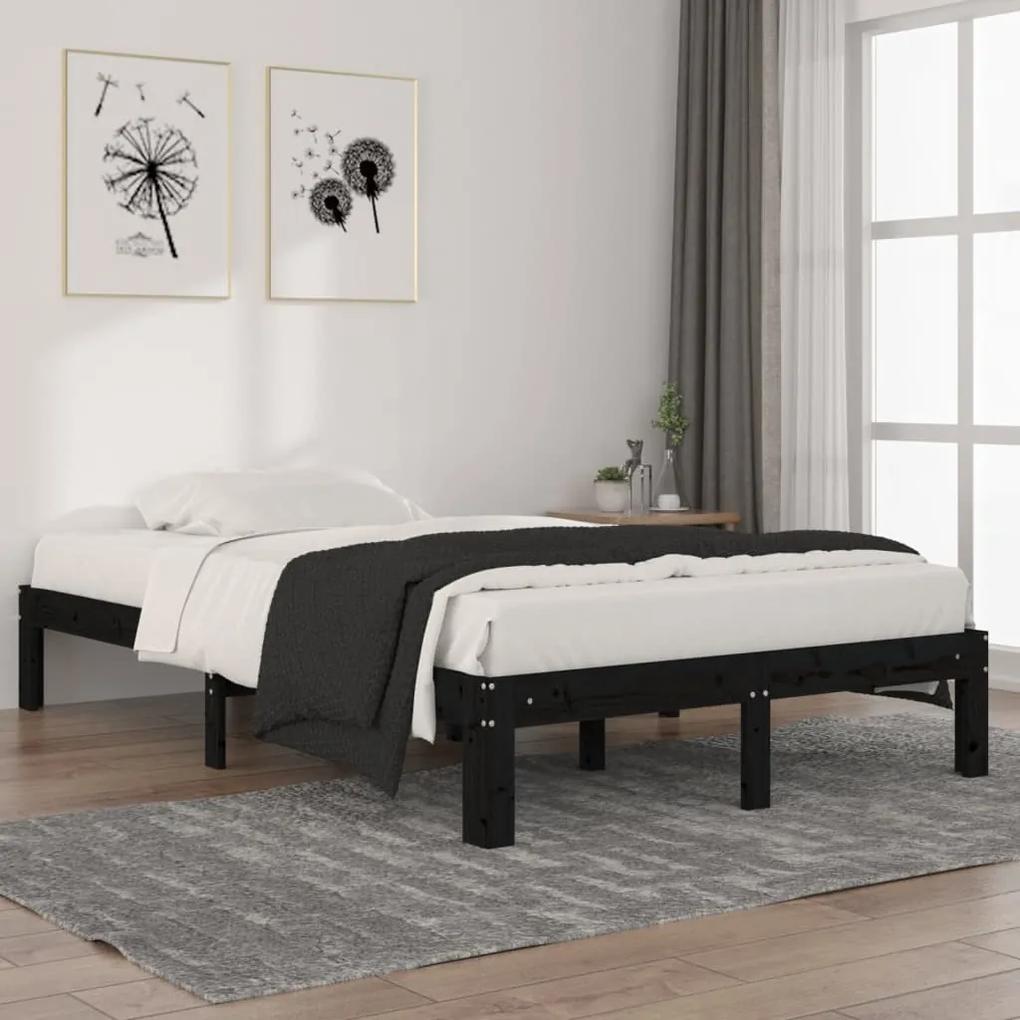 810364 vidaXL Cadru de pat, negru, 120x200 cm, lemn masiv de pin